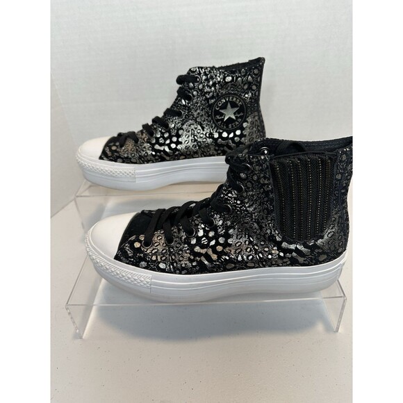 Converse Shoes - Converse Chuck Taylor All Star Black Metallic Leather Platform Chelsea Hi Top 8